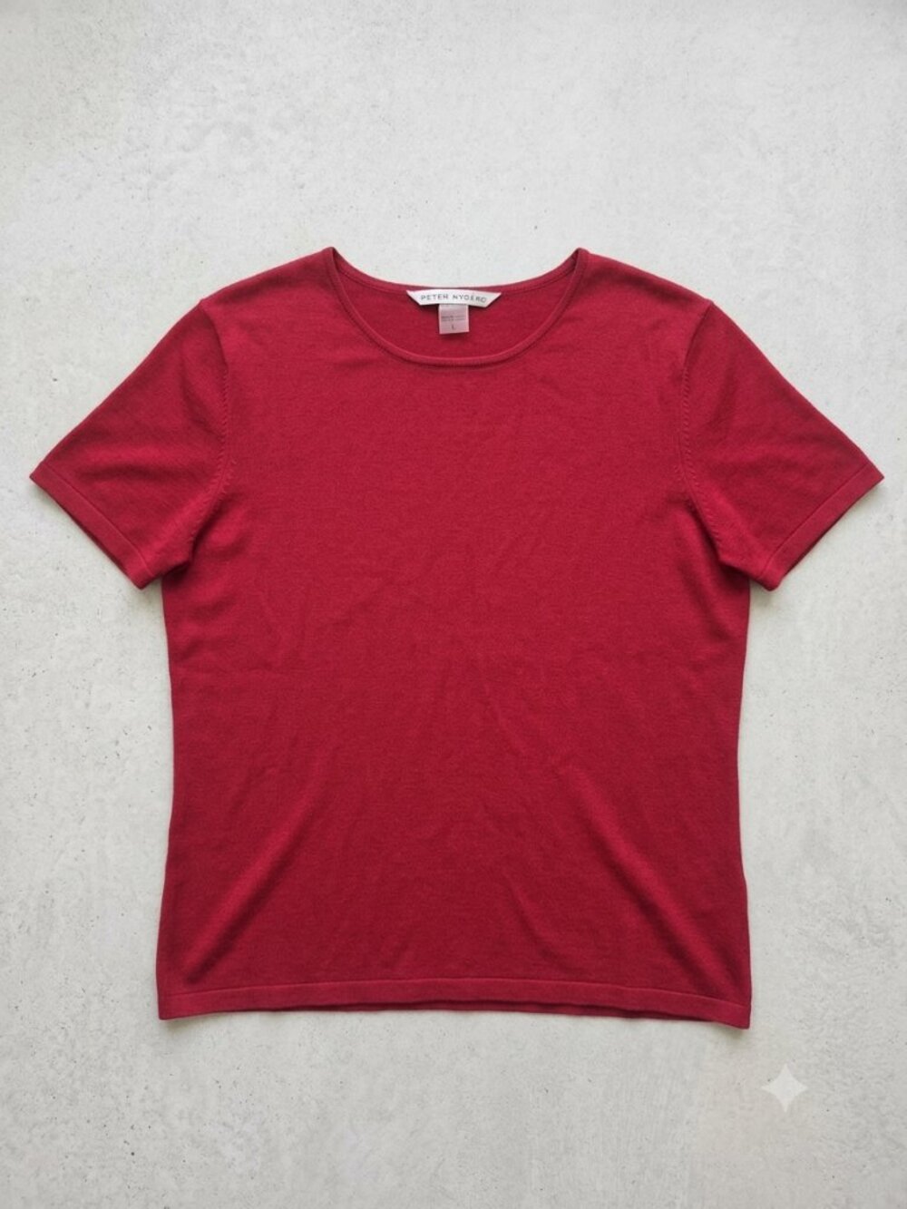 Peter Nygard Red Silk Blend Knit Top Sz L Quiet Luxury Staple Capsule Wardrobe